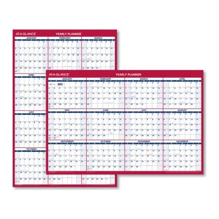 At-A-Glance AT-A-GLANCE Erasable Vertical/Horizontal Wall Planner, 32 x 48, Blue/Red, 2022 PM32628